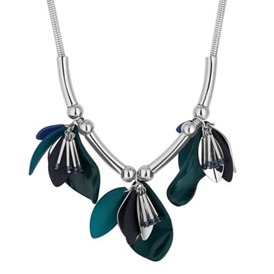 Designer flower crystal charm necklace